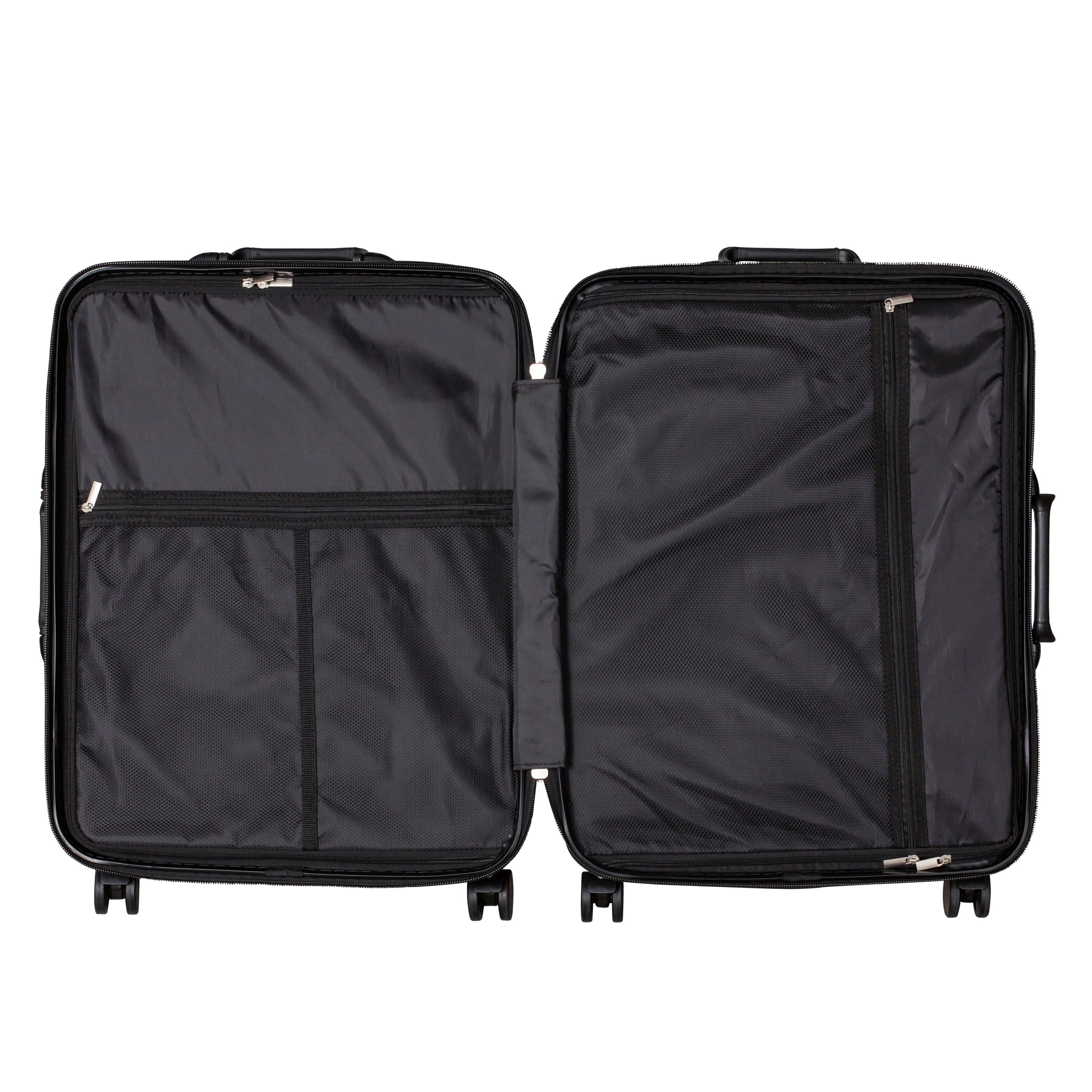 Open Lazenne Elite suitcase with wine inserts removed for use as standard luggage